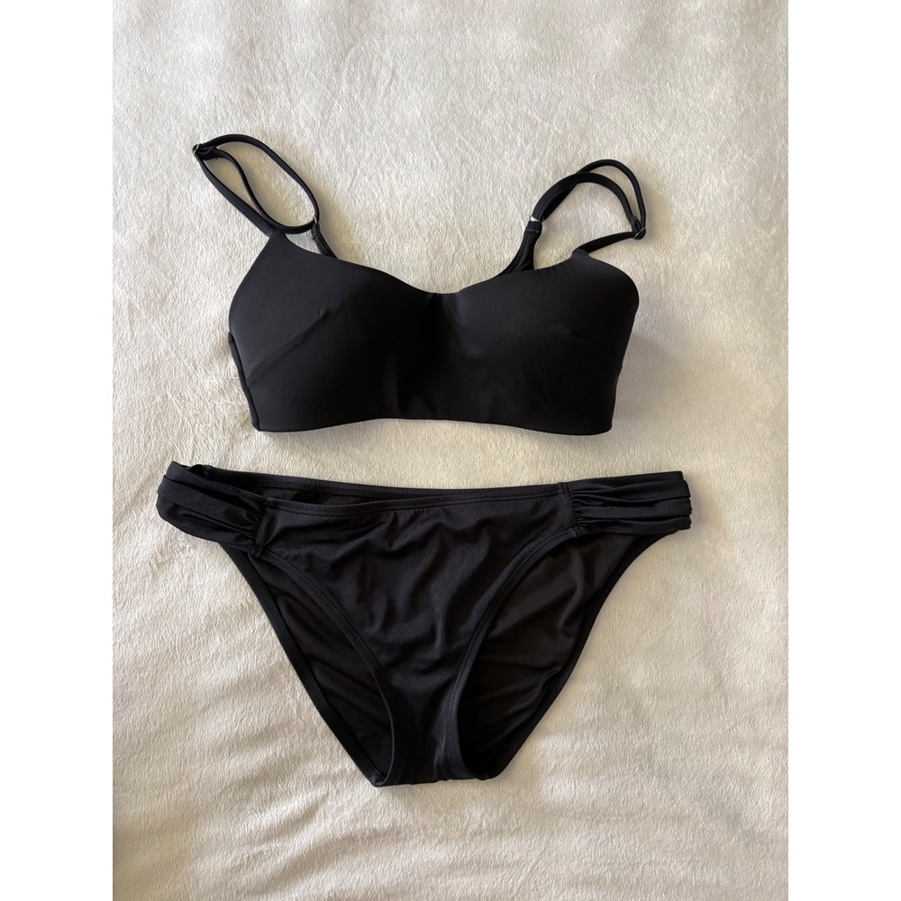 Victorias Secret Black Knockout Bikini Set Medium Top Large Bottom Two Piece
